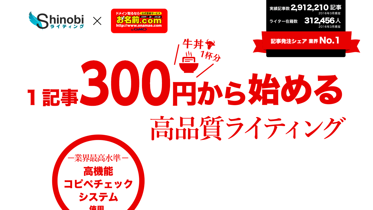 1記事300円から始める高品質ライティング