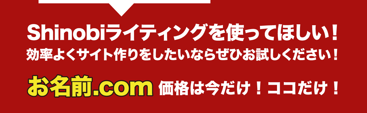 shinobiライディングを使ってほしい！